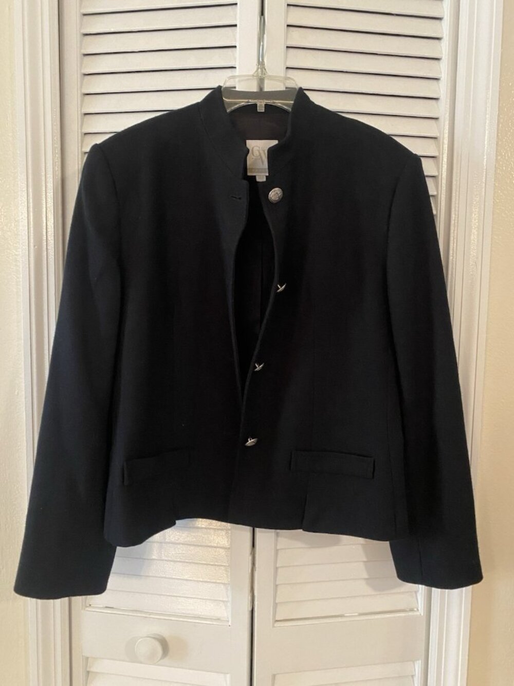 Clifford Wills Vintage Black Wool Round Neck Blazer Jacket Sz 14P USA Career